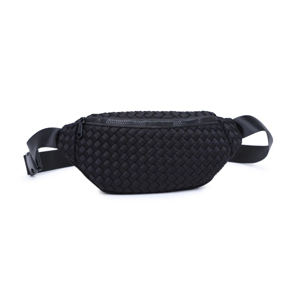 Sol & Selene Aim High Belt Bag Black. The ultimate accessory for fashion-forward, active women on-the-go. Made of high-quality woven neoprene, this versatile bag can be worn around your waist, over shoulder as a sling, or worn across your chest, providing hands-free convenience and style no matter how you wear it.