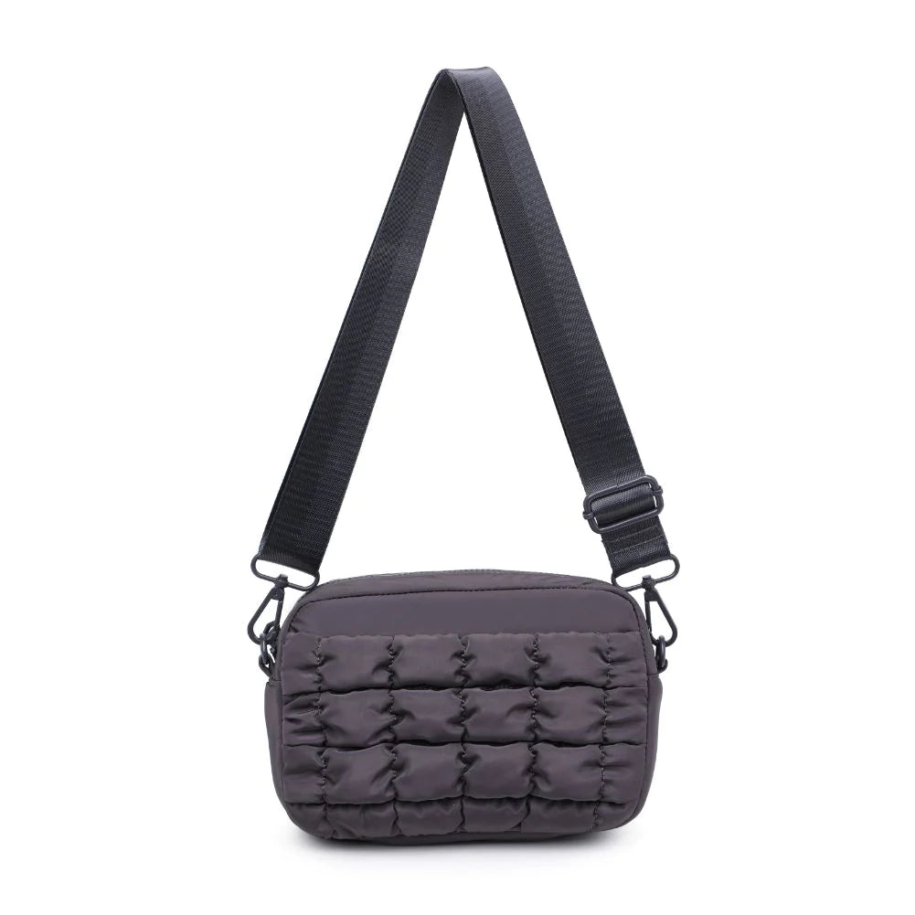Sol and Selene Inspiration Quilted Crossbody Charcoal. Whether you're brainstorming business plans or catching flights across the country, the Inspiration integrates fashion and function, while providing space to store your must-haves. Featuring a quilted design, this crossbody bag keeps you going while the ideas are flowing!