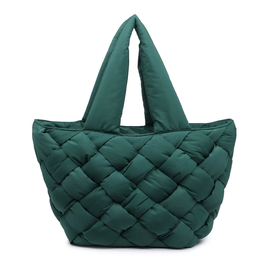 Sol & Selene Intuition East West Tote Emerald. An intuitive person trusts their inner voice and follows their intuition and heart. We've made that easy to do with this take everywhere, carry all tote, featuring a zipper closure and quilted detail that draws eyes and attention.