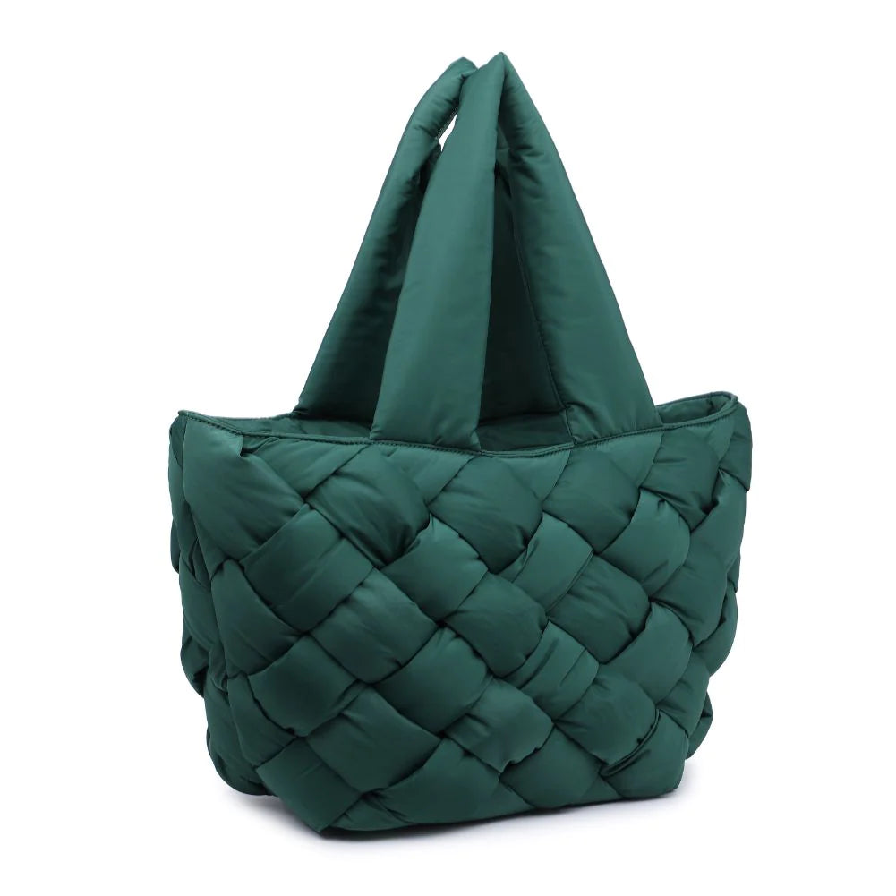 Sol & Selene Intuition East West Tote Emerald. An intuitive person trusts their inner voice and follows their intuition and heart. We've made that easy to do with this take everywhere, carry all tote, featuring a zipper closure and quilted detail that draws eyes and attention.