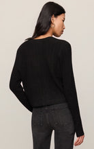 Z Supply Medina Pointelle Cardigan in Black, back view