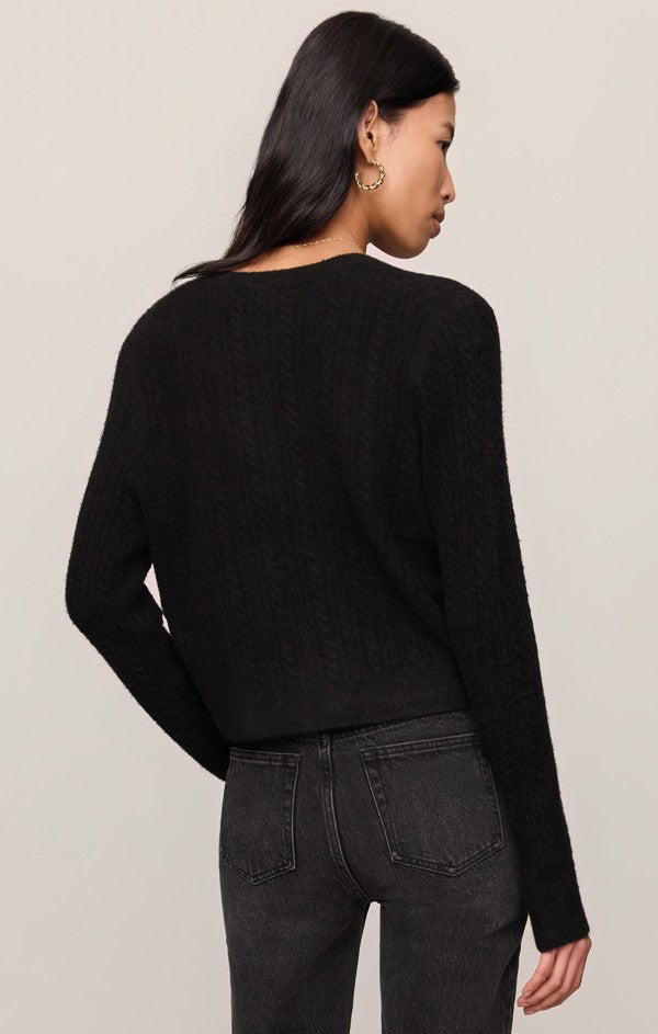 Z Supply Medina Pointelle Cardigan in Black, back view