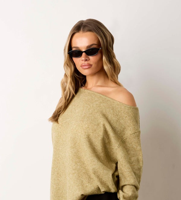 Moonbeam Women's Sweater in Fern, side view