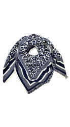 KW Fashion Leopard Print Scarf in Navy