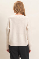 HYFVE Front Seam Sweater in Oatmeal, back view