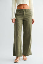 JBD Stretch Twill Slim Wide Leg Jean in Olive, front view