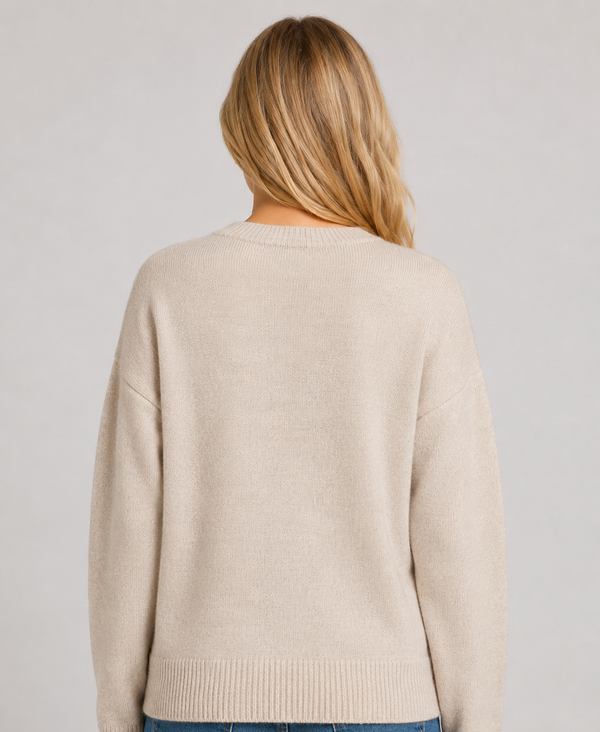 Dreamers Otter Sweater in Taupe, back view
