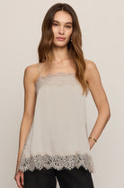 Z Supply Roselle Lace Cami in Frosted Pearl, front view