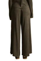 Miou Muse Zip Up Ribbed Straight Leg Pant in Espresso, back view