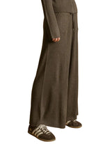 Miou Muse Zip Up Ribbed Straight Leg Pant in Espresso, side view