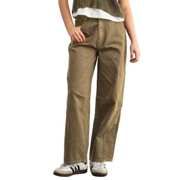 Miou Muse Washed Cargo Pant in Washed Brown, front view