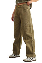 Miou Muse Washed Cargo Pant in Washed Brown, side view