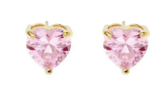Pink Diamond Heart Stud Earring 