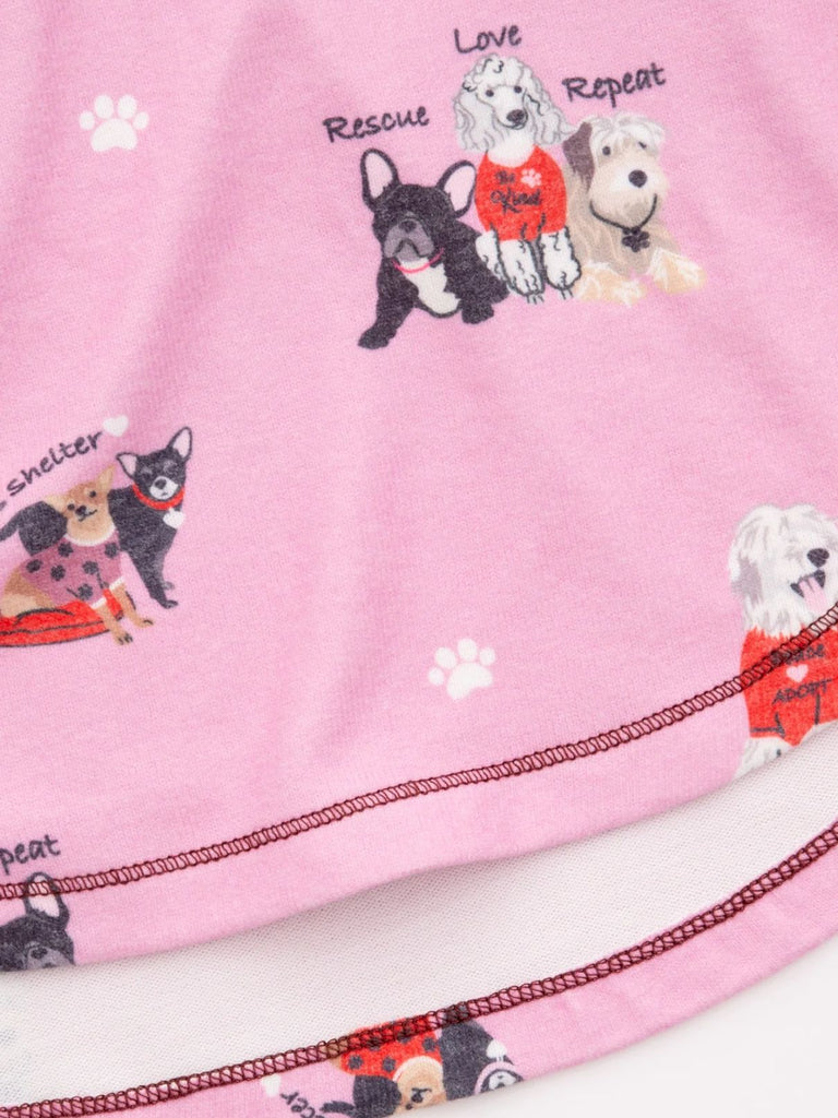 PJ Salvage Rescue Short Pink Orchid. Love your pup, and support a great cause in this sleep short in a rescue-dog print. From PJ Salvages exclusive collab to benefit the work of Love Leo Rescue, a non-profit dedicated to rescuing and rehabilitating neglected dogs.