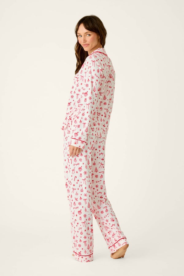 PJ Salvage Femme de Noel Pajama Set in Ivory