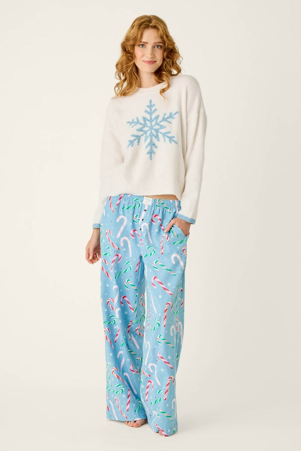 PJ Salvage The Sweetest Season Long Sleeve Top in Ivory, front, full length