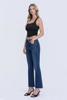 Flying Monkey Mid Rise Raw Hem Kick Flare in Privilege, side view