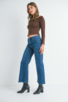 Just Black High Rise Wide Leg Jean in Dark Denim, front view