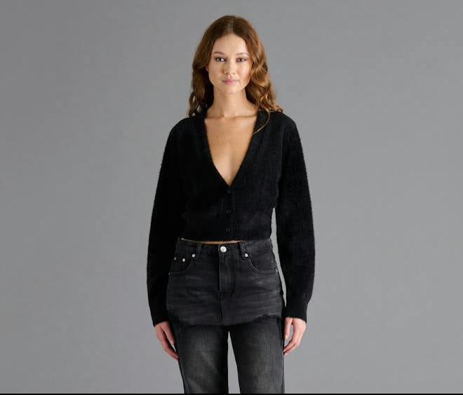 Steve Madden Rachel Cardigan in Black, front view