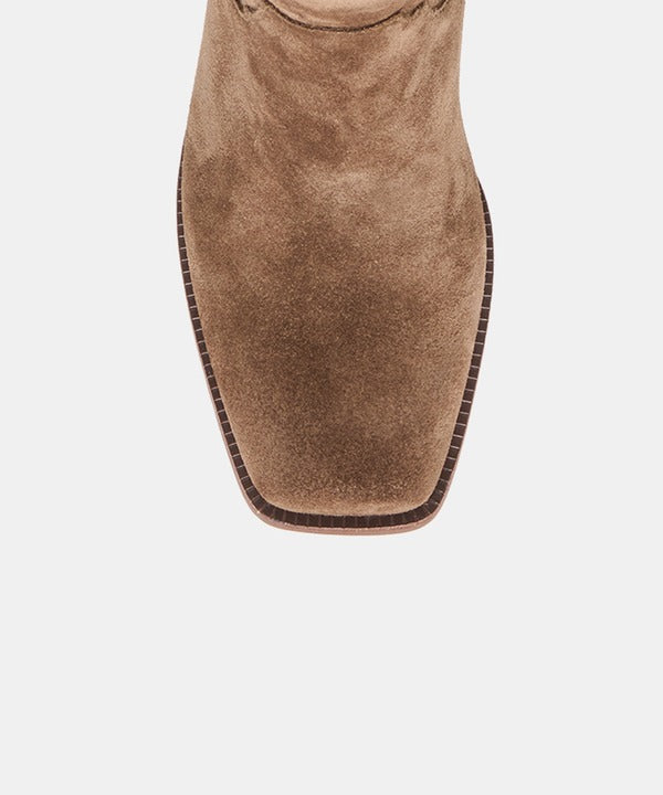 Dolce Vita Romie Boot in Chocolate Suede, toe detail view