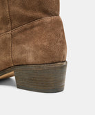 Dolce Vita Romie Boot in Chocolate Suede, heel detail view