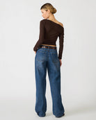 Steve Madden Ryder Knit Top in Walnut, back view