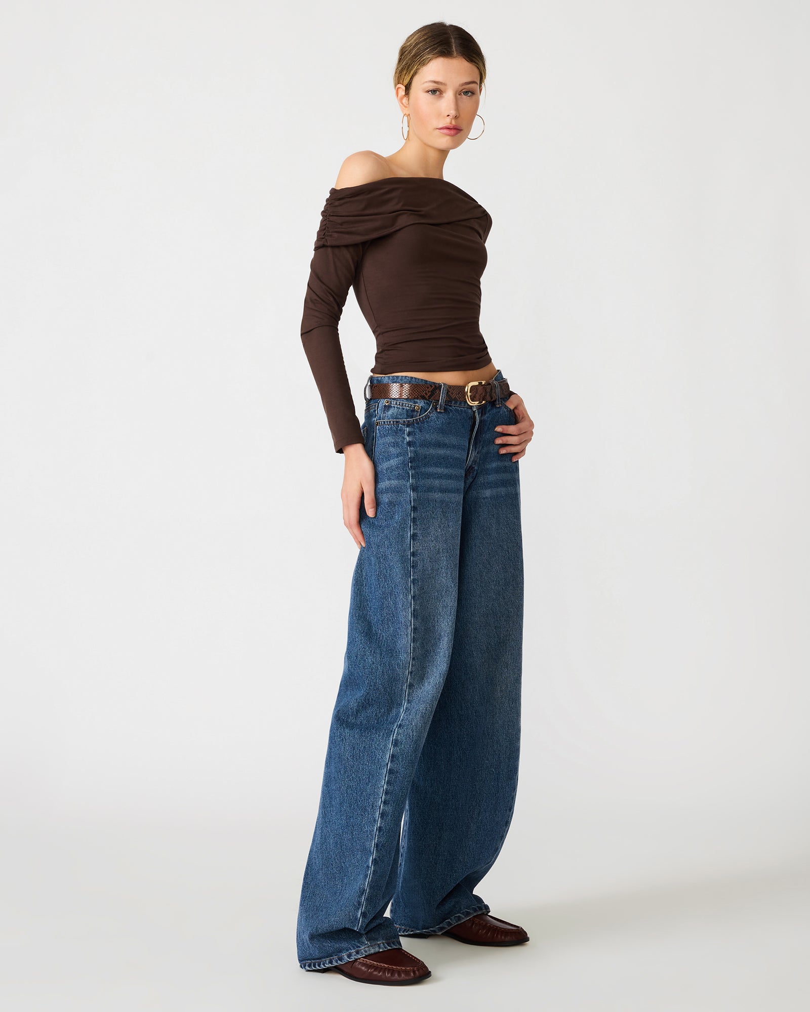 Steve Madden Ryder Knit Top in Walnut, side view