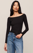 Z Supply Sabrina Second Skin Top in Black, front view