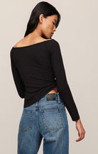 Z Supply Sabrina Second Skin Top in Black, back view
