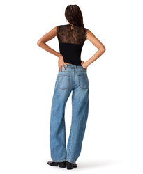 Steve Madden Kourt Sweater Top in Black Onyx, back view