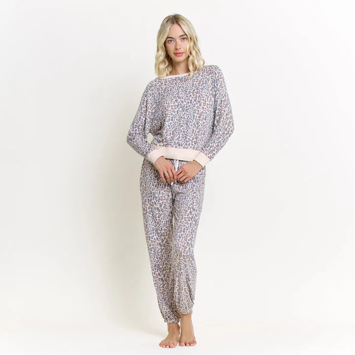leopard lounge set, women’s leopard pajama set, leopard jogger set, cozy animal print loungewear, neutral leopard pajamas, soft knit lounge set, women’s comfy matching set, stylish loungewear women, leopard print sleepwear, casual lounge outfit set, boutique leopard set, relaxed fit pajama set, trendy lounge wear women, cozy matching jogger set, at home outfit women