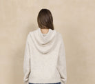 Vintage Havana Soft Hoodie W/ Pink Contrast Ties in Heather Almond, back view