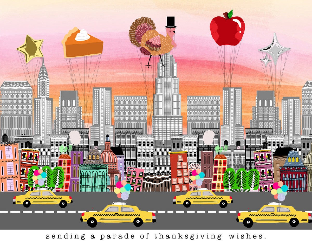 Verrier Sending A Parade Of Thanksgiving Wishes greeting card, front view