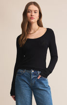 z supply tibi mesh scoop neck top