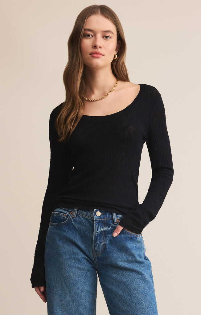 z supply tibi mesh scoop neck top