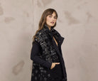 Vintage Havana Bandana Printed Sherpa Vest in Ivory Black, side view