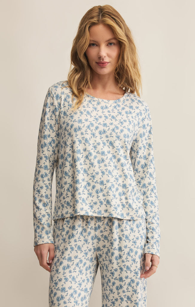 Z Supply Home Town Ditsy LS Top in Crystal