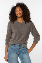 Velvet Heart Zosia Fuzzy Knit Sweater in Brown, front view