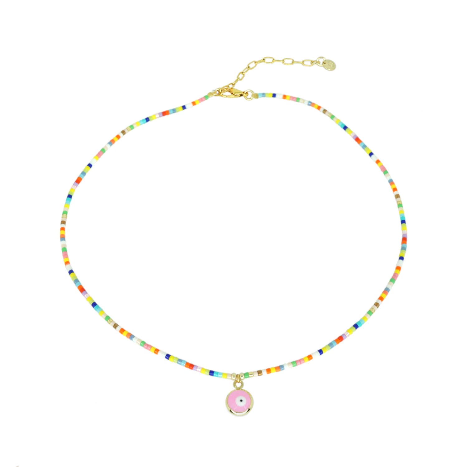 Seed Evil Eye Necklace. Look cute while being protected! The evil eye is used to protect the person that wears it from the spiteful look of others who envy or dislike them. It brings good luck, good karma and protects you against evil