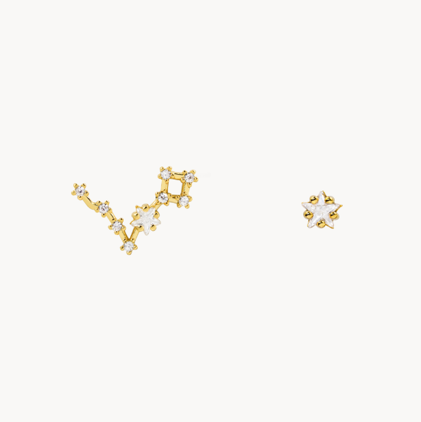 Secret Box zodiac stud earrings Made with brass and dipped in genuine gold/white gold 14K Gold Dipped Necklace 24K White Gold Dipped Necklace Hypoallergenic Cubic Zirconia