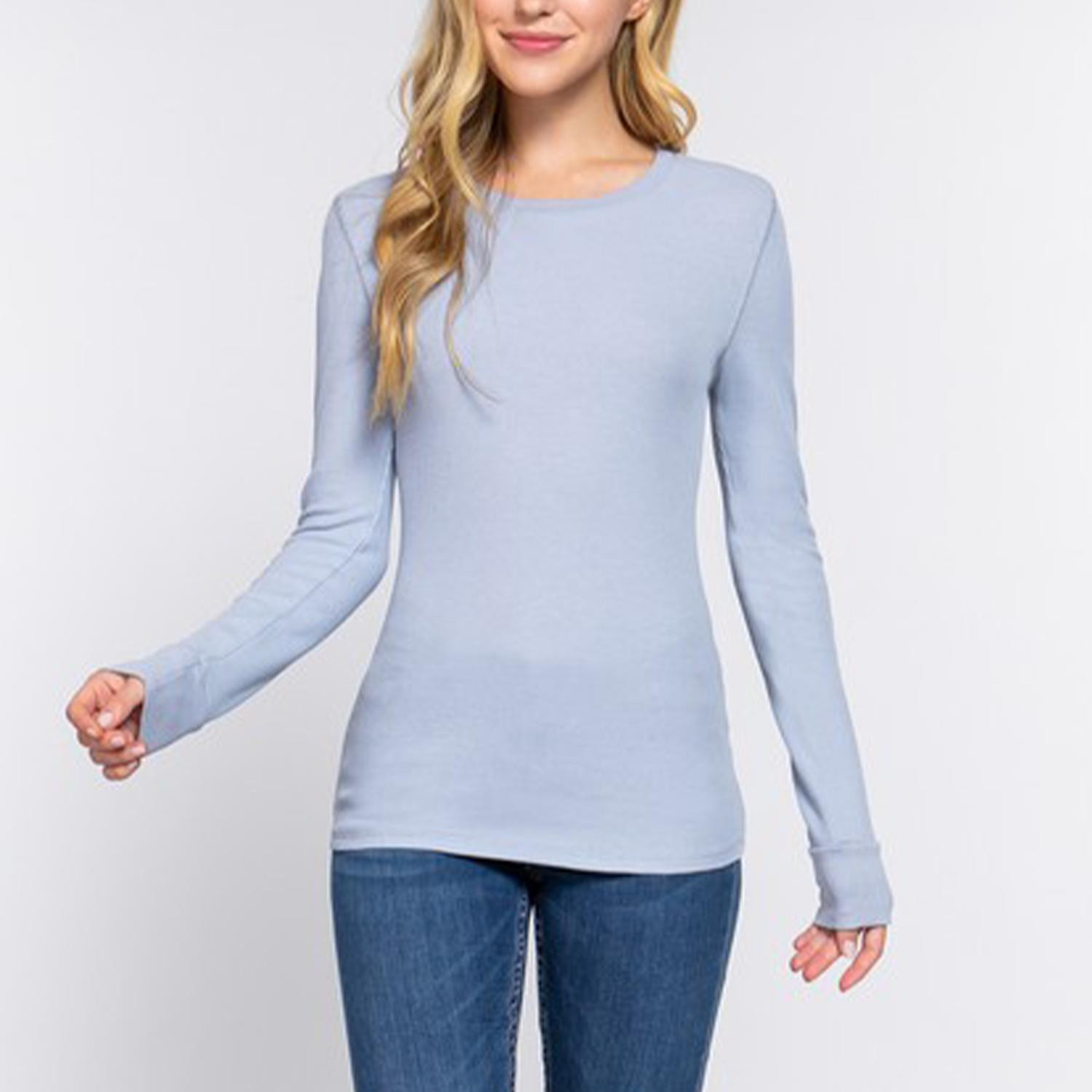 Long Sleeve Crew Thermal Knit Top. Looking for a new season refresh? This long sleeve top is the perfect option for cooler days. Offering more coverage without compromising on style, this top hugs your curves in all the right places, and we're obsessed
