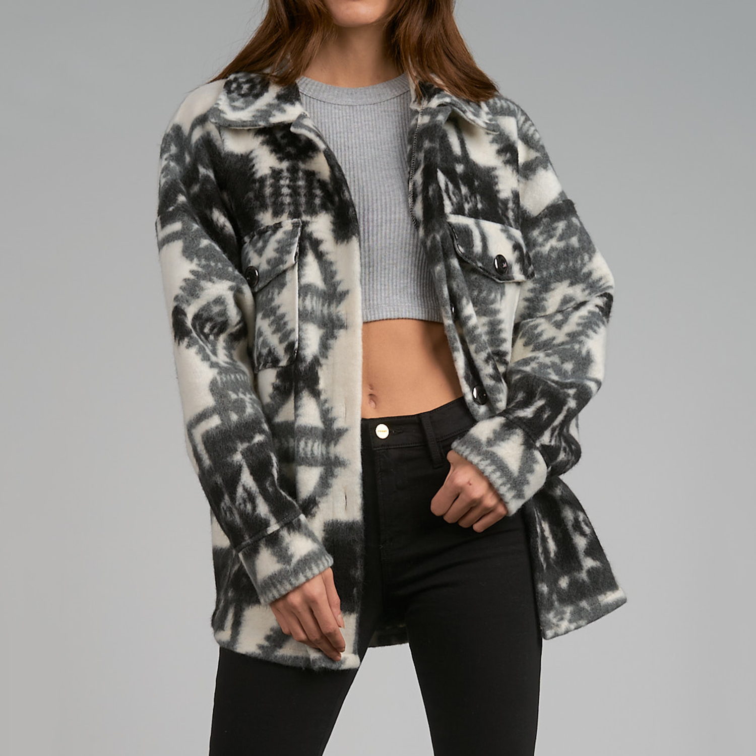 Elan Brush Print Jacket. This jacket is so stylish and unique! Take it on your next mountain trip or wear it out to dinner. The bold print is sure to stand out