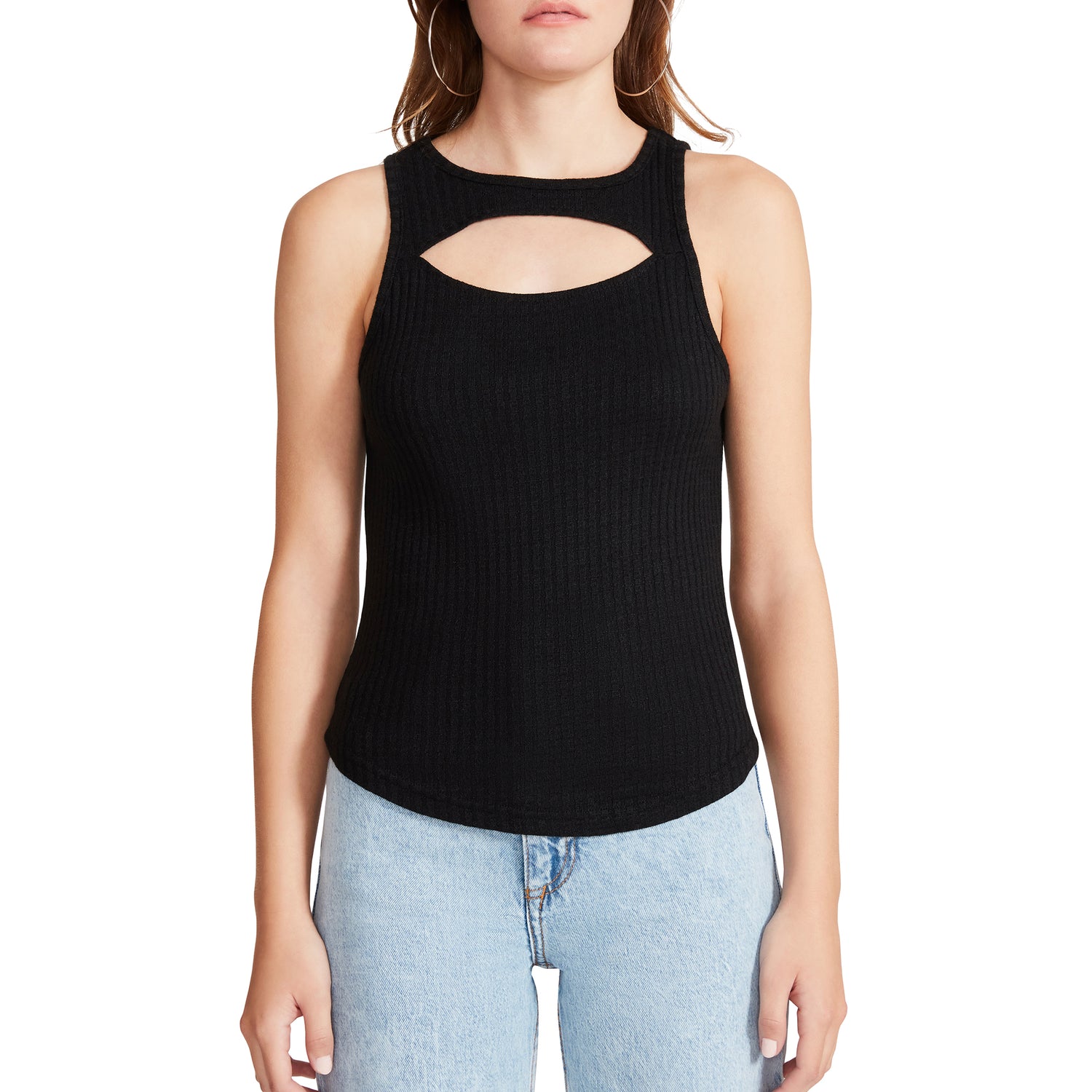 BB Dakota Sneak Peek Tank. A waffle-knit tank top featuring cute cutouts. These make this top a sweet and sassy weekend staple
