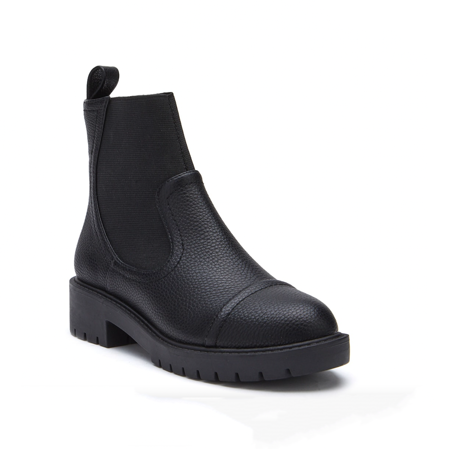 Lend a cozy, stylish update to your outfits with this bootie. This vegan, monochromatic Chelsea bootie with extended gore detail is made of synthetic upper with textured design for a wild touch and secured with a inside zipper closure for a great fit.