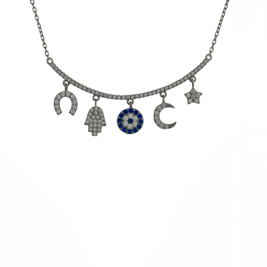 Hamsa Charm Necklace. Put the finishing touch on your look with this dainty charms necklace