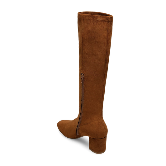 Silent D Comess Knee High Boot. Stretchy faux suede amplifies the contemporary appeal of a knee-high boot grounded by a classic block heel