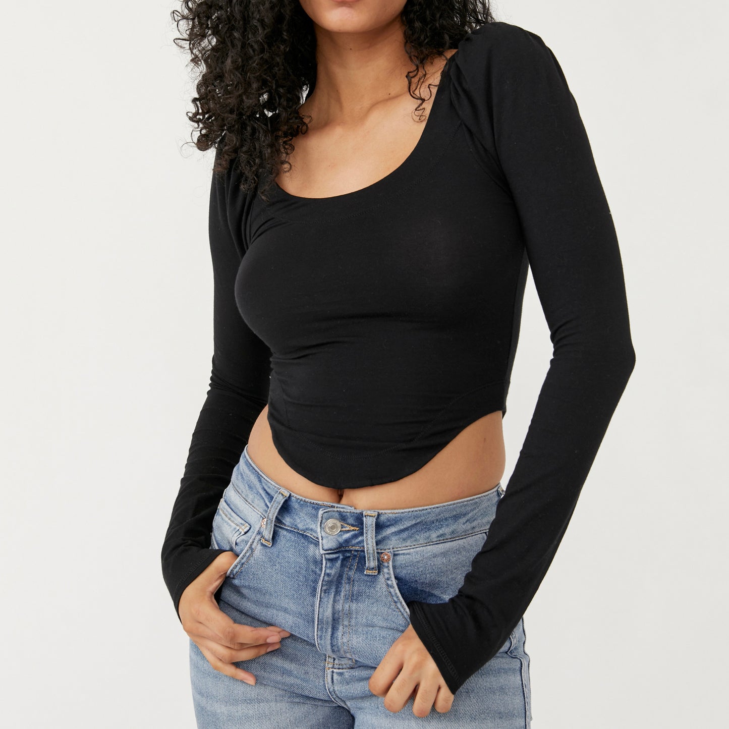Free People Willow Top. A lace-up back, pronounced rounded hem, and voluminous shoulders add just the right amount of drama to the Free People Willow Top