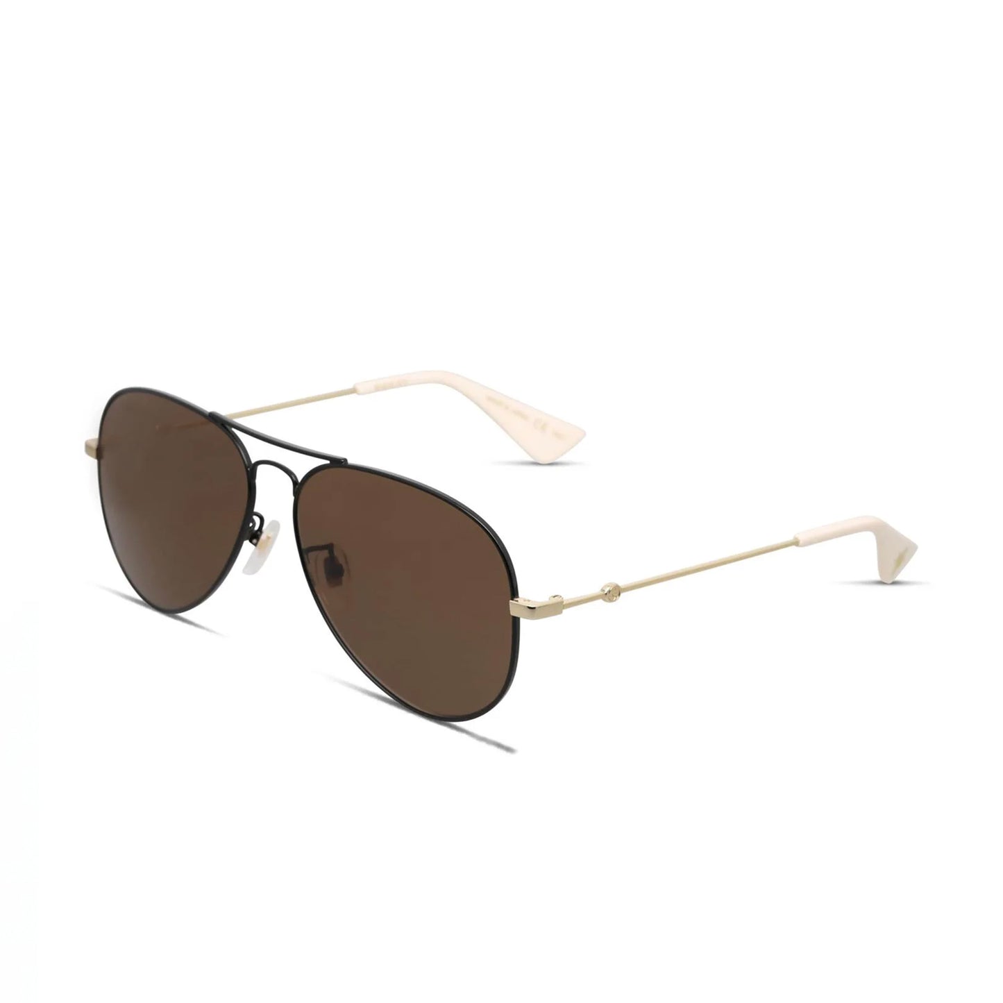 Gucci Fashion Sunglasses MSRP $465. The Gucci sunglasses are a classic aviator frame dripping in luxurious cool. Crafted from high-grade metal, it features a classic tear-drop shape, refined temples, and adjustable nose pads for a snug fit