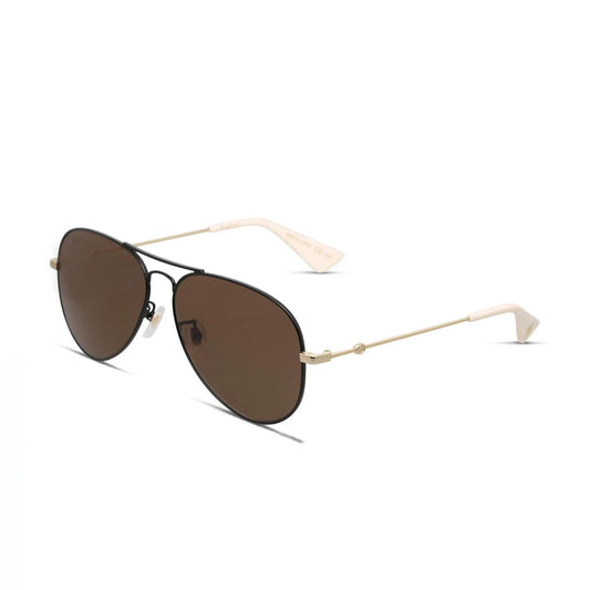 Gucci Fashion Sunglasses MSRP $465. The Gucci sunglasses are a classic aviator frame dripping in luxurious cool. Crafted from high-grade metal, it features a classic tear-drop shape, refined temples, and adjustable nose pads for a snug fit