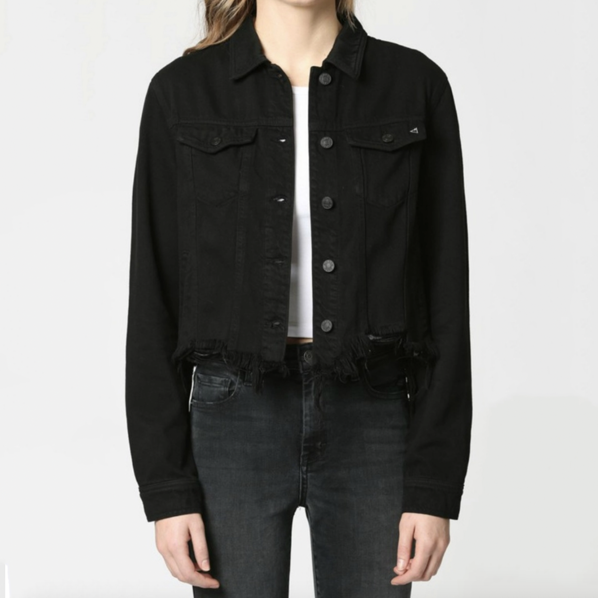 Hidden Regular Fitted Jacket. A Hidden jacket is a must-have in your closet rotation! This jacket features a slightly cropped fit and a frayed hem